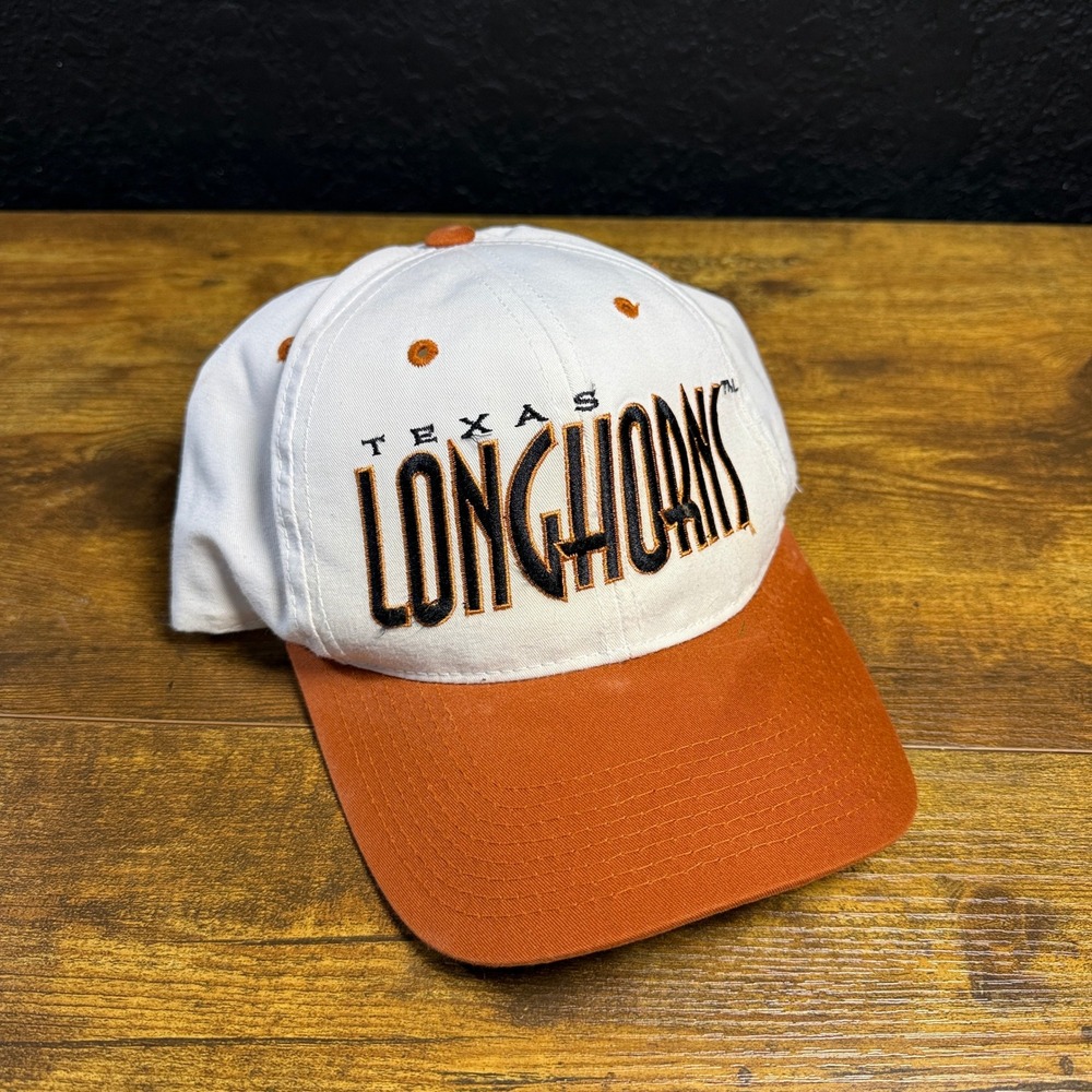 Texas Longhorns White Burnt Orange Cotton Snapback Baseball Hat Mens OSFA